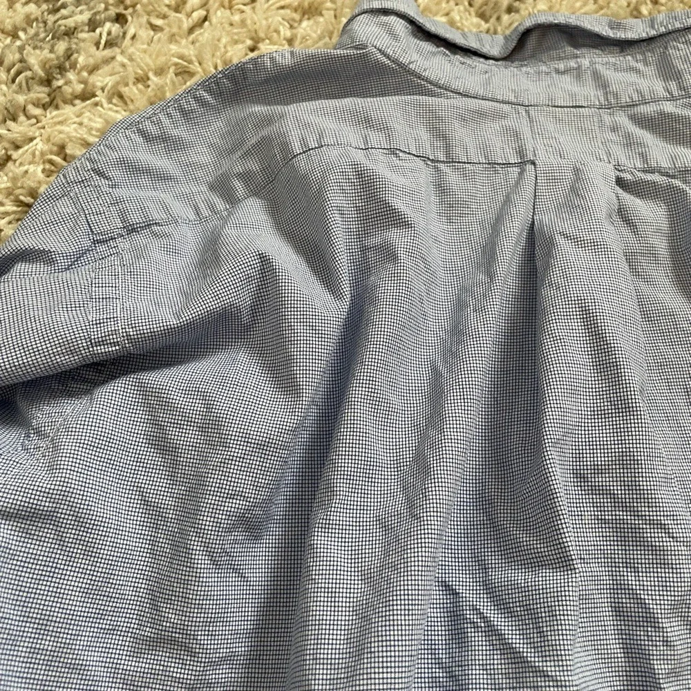 Brooks Brothers Makers Blue White Micro Check Cotton Shirt Made in USA 17-4‎